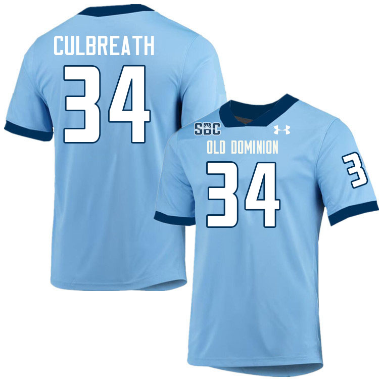 #34 Jahleel Culbreath Old Dominion Monarchs College Football Jerseys Stitched-Light Blue